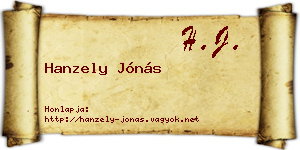 Hanzely Jónás névjegykártya